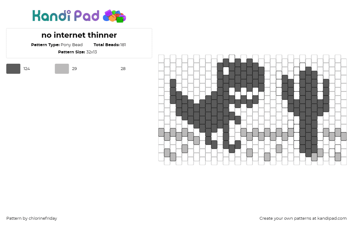 no internet thinner - Pony Bead Pattern by chlorinefriday on Kandi Pad - google,chrome,dinosaur,internet,cactus,game,grayscale