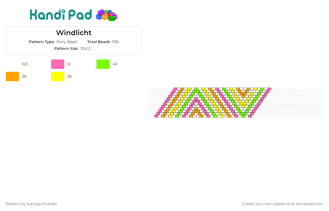 Windlicht - Pony Bead Pattern by svenjaschneider on Kandi Pad - triangles,geometric,chevron,zig zag,colorful