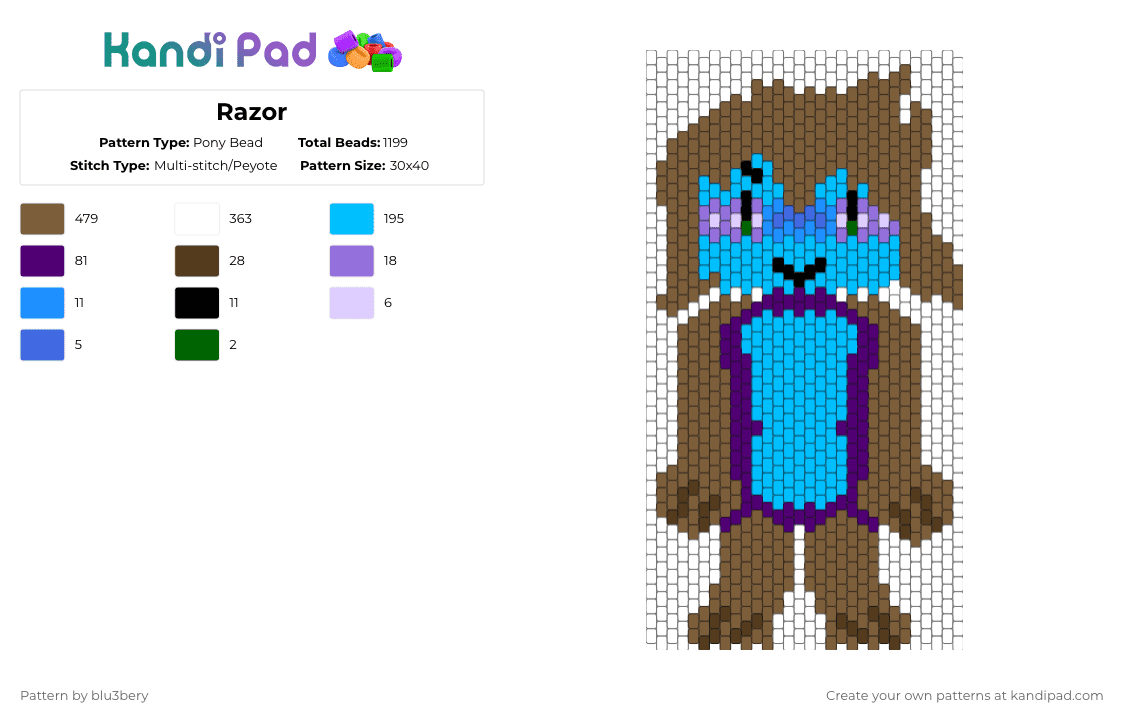 Objectified Razor Kandi Razor Pony Bead Pattern - Kandi Pad | Kandi Patterns, Fuse Bead ...