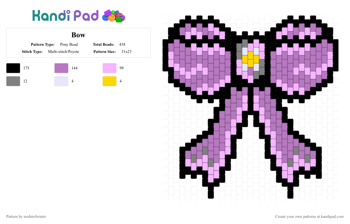 Bow - Pony Bead Pattern by midstofwintrr on Kandi Pad - pink
