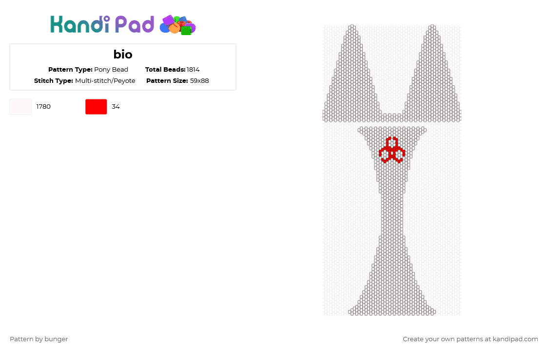 bio - Pony Bead Pattern by bunger on Kandi Pad - white