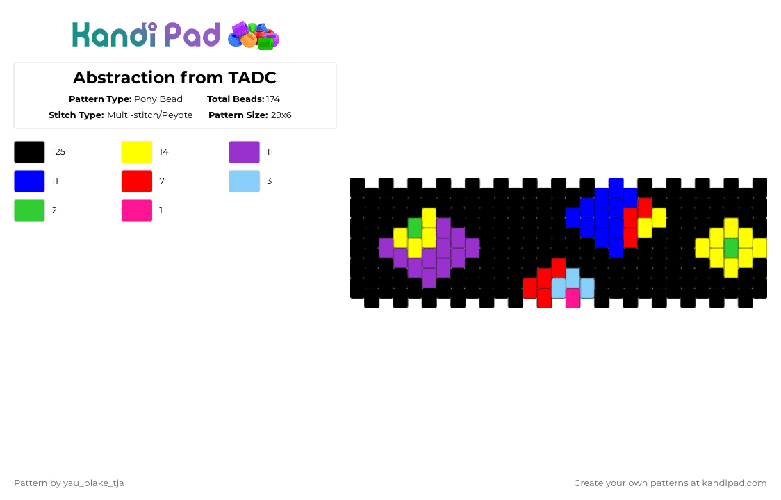Abstraction from TADC - Pony Bead Pattern by yau_blake_tja on Kandi Pad - black,purple,yellow