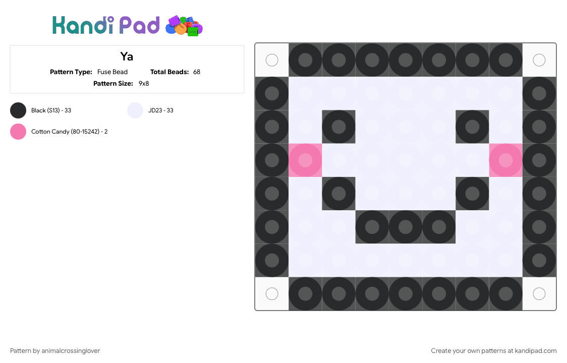 Ya - Fuse Bead Pattern by animalcrossinglover on Kandi Pad - 