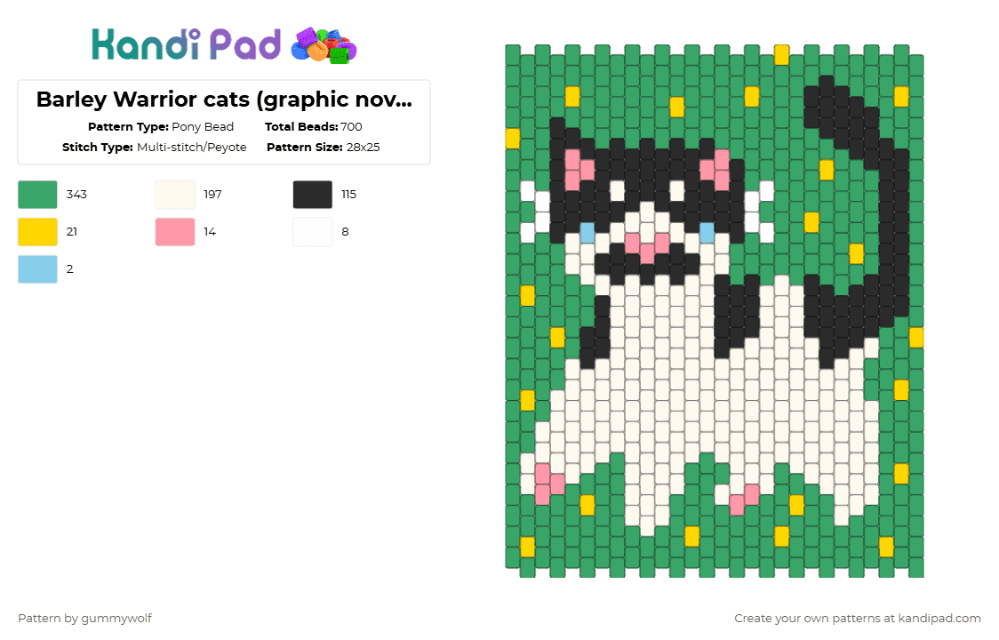 Barley Warrior cats (graphic novel style) bag - Pony Bead Pattern by gummywolf on Kandi Pad - bag, barley, green, warrior cats