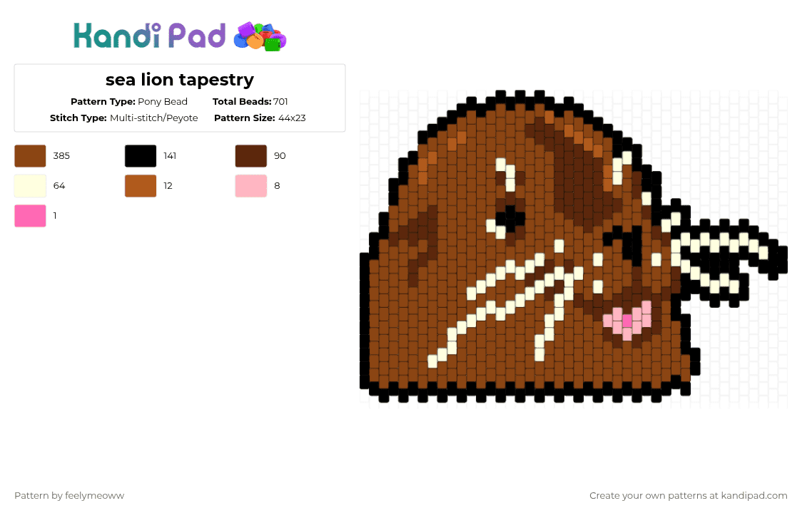 sea lion tapestry - Pony Bead Pattern by feelymeoww on Kandi Pad - red,sea lion,ocean,animals,tapestry,big pattern