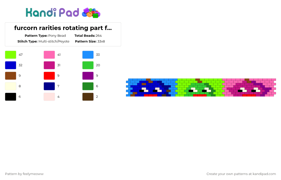 furcorn rarities rotating part for cuff (MSM) - Pony Bead Pattern by feelymeoww on Kandi Pad - green,purple,pink,msm,my singing monsters,video games,rotator,furcorn