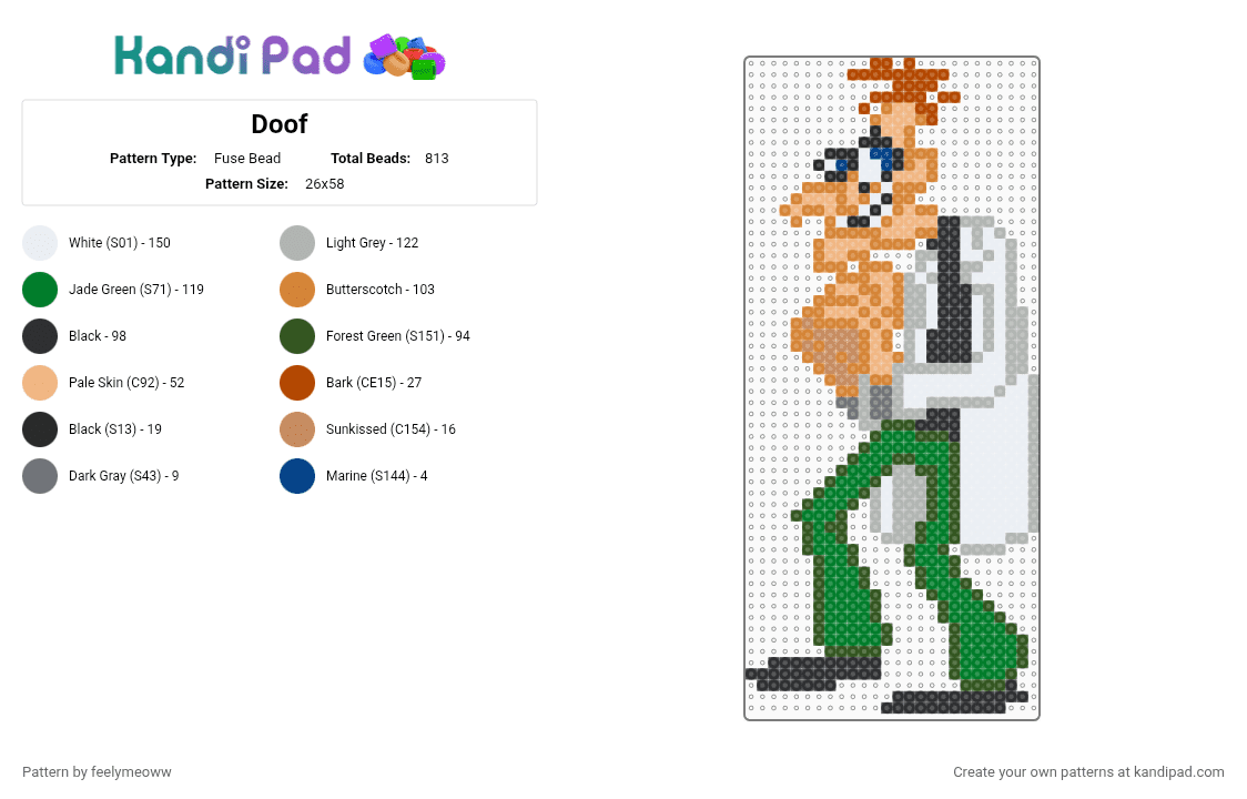 Doof - Fuse Bead Pattern by feelymeoww on Kandi Pad - gold,green,beige,orange