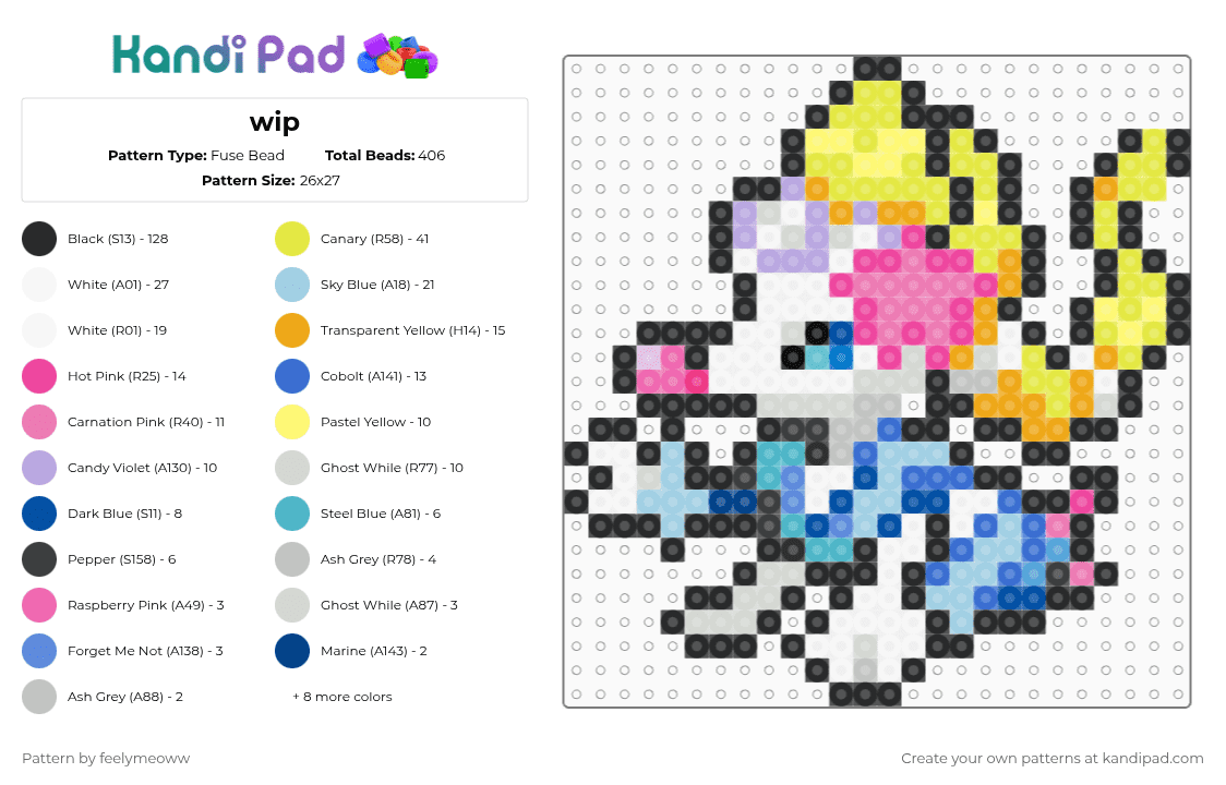 shiny primirina pokemon - Fuse Bead Pattern by feelymeoww on Kandi Pad - yellow,pink,blue,light blue,pokemon,shinypokemon,primirina,shiny,custompattern