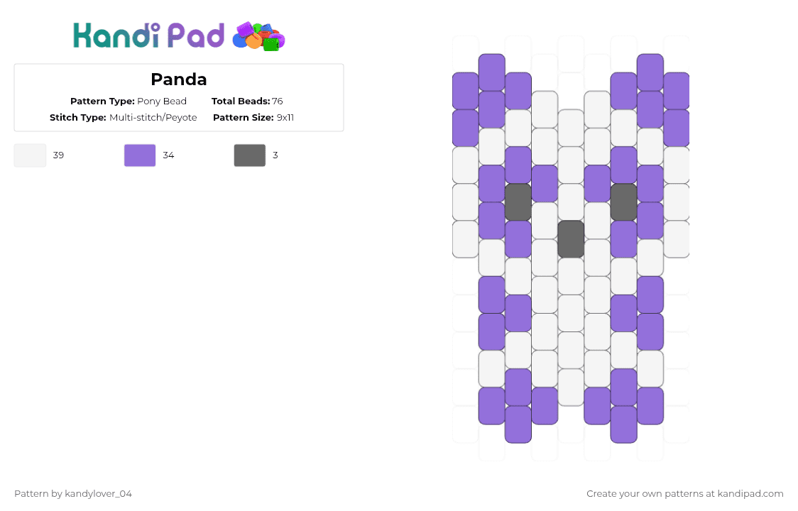 Panda - Pony Bead Pattern by kandylover_04 on Kandi Pad - purple