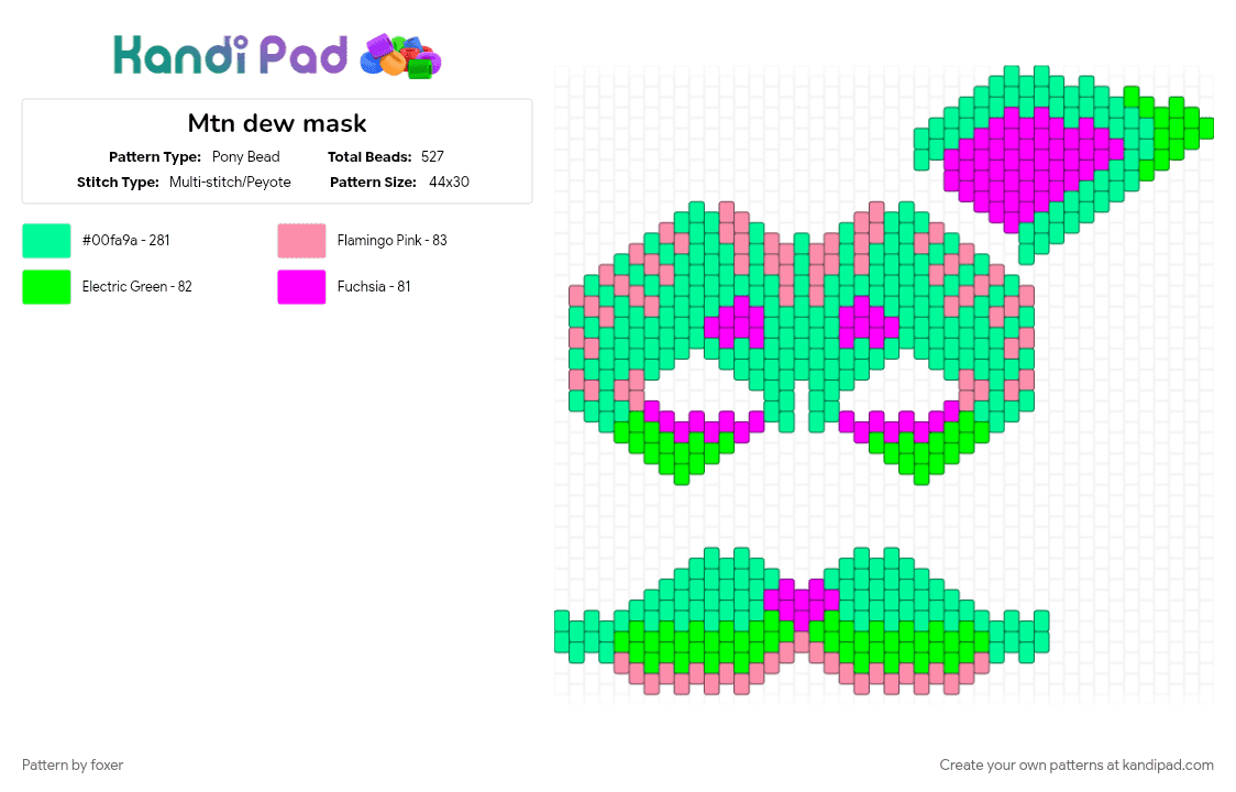 Mtn dew mask - Pony Bead Pattern by foxer on Kandi Pad - teal