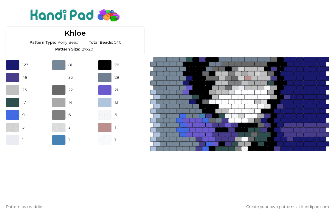Khloe - Pony Bead Pattern by maddie on Kandi Pad - 