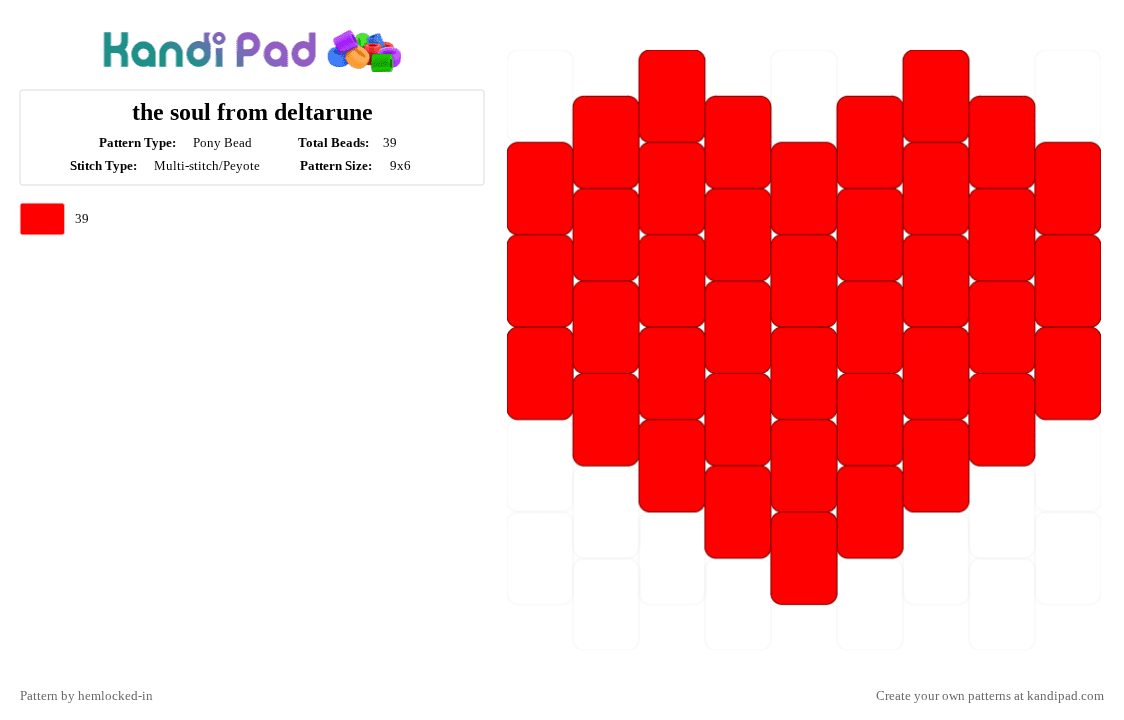 the soul from deltarune - Pony Bead Pattern by hemlocked-in on Kandi Pad - deltarune, heart, red
