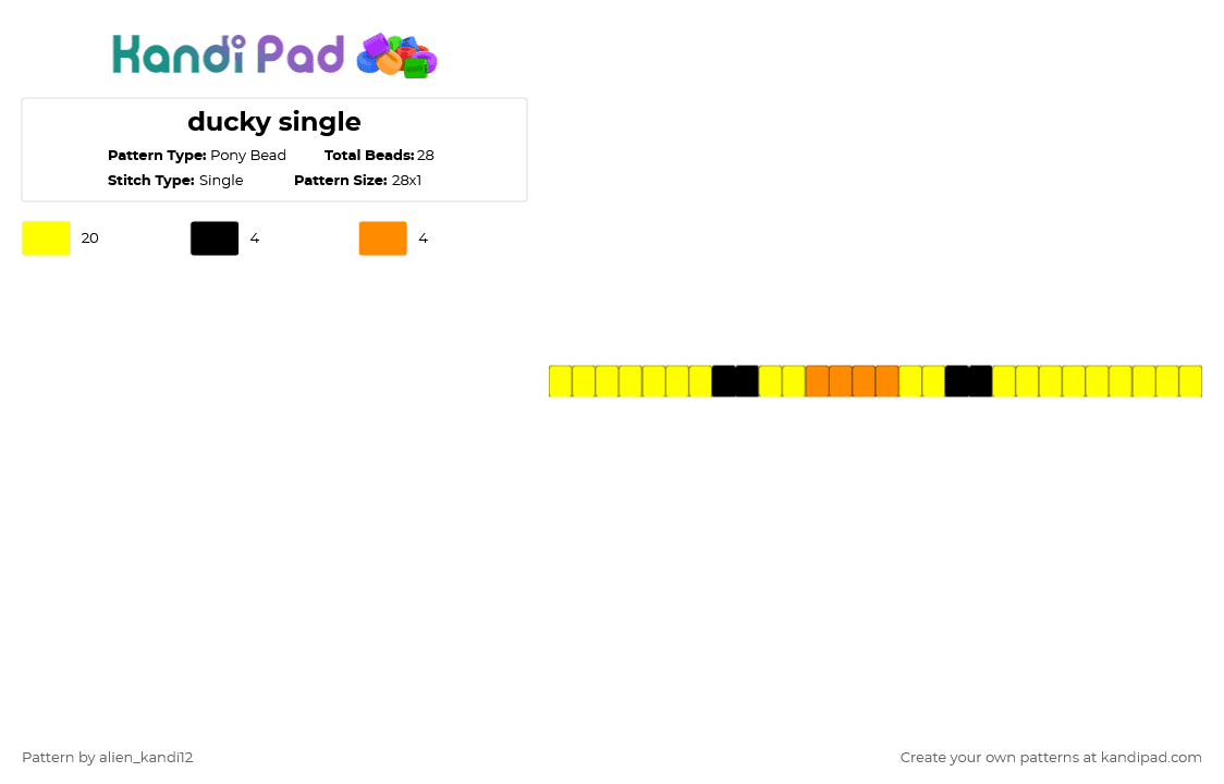 ducky single - Pony Bead Pattern by alien_kandi12 on Kandi Pad - yellow