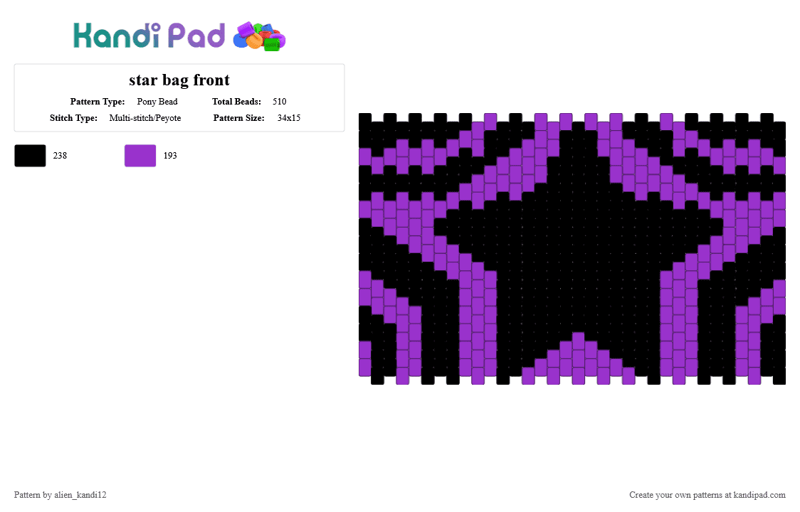 star bag front - Pony Bead Pattern by alien_kandi12 on Kandi Pad - black,purple
