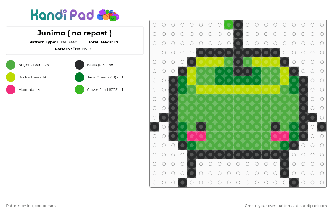 Junimo ( no repost ) - Fuse Bead Pattern by leo_coolperson on Kandi Pad - green