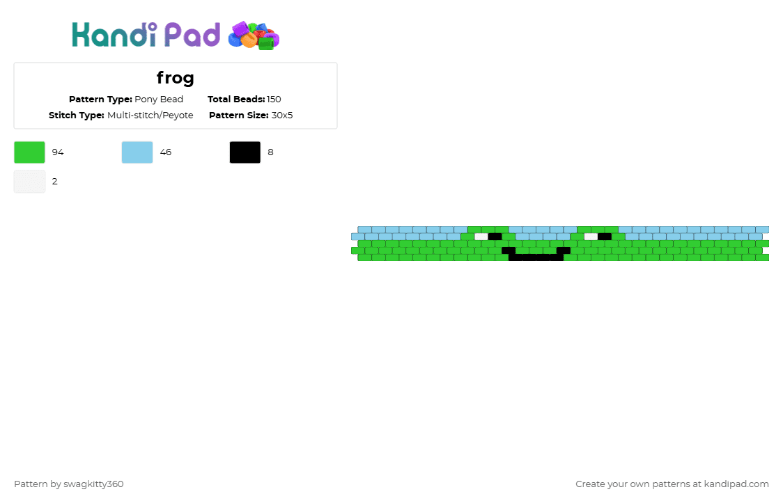 Frog Pony Bead Pattern - Kandi Pad | Kandi Patterns, Fuse Bead Patterns ...