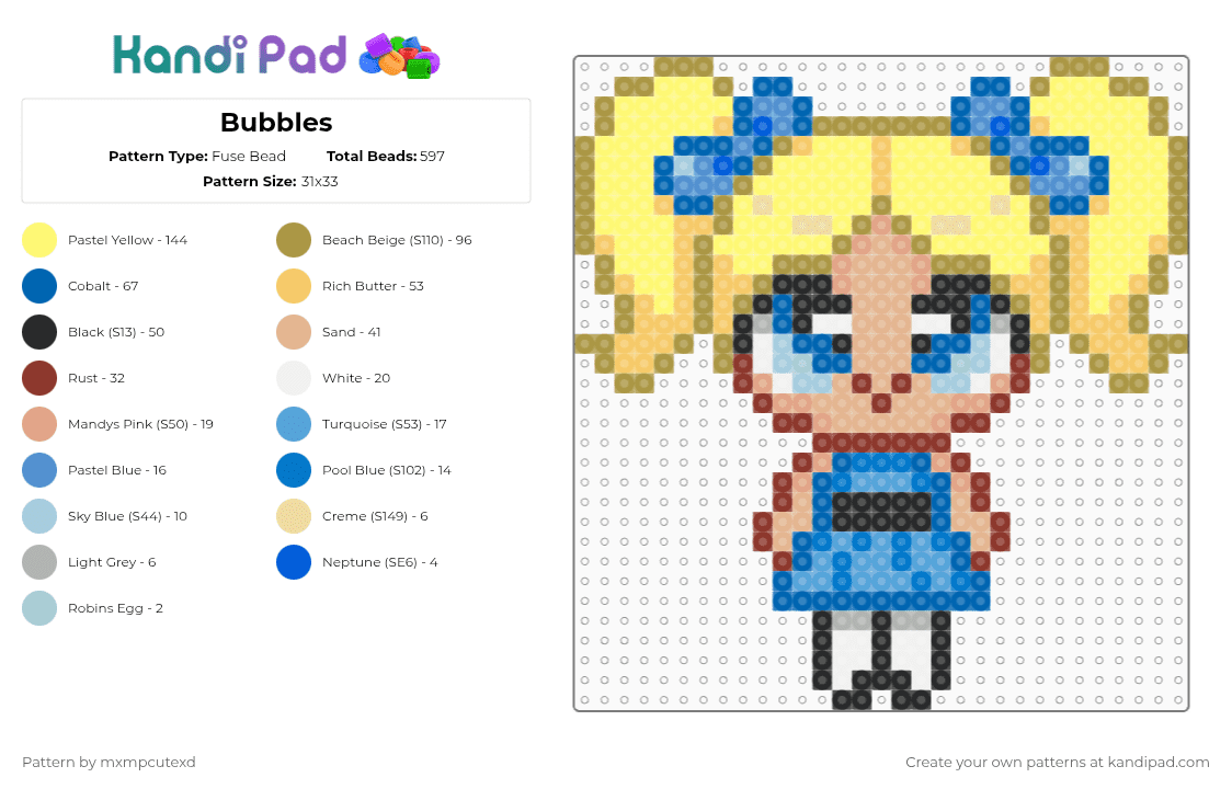 Bubbles - Fuse Bead Pattern by mxmpcutexd on Kandi Pad - gold,yellow,blue