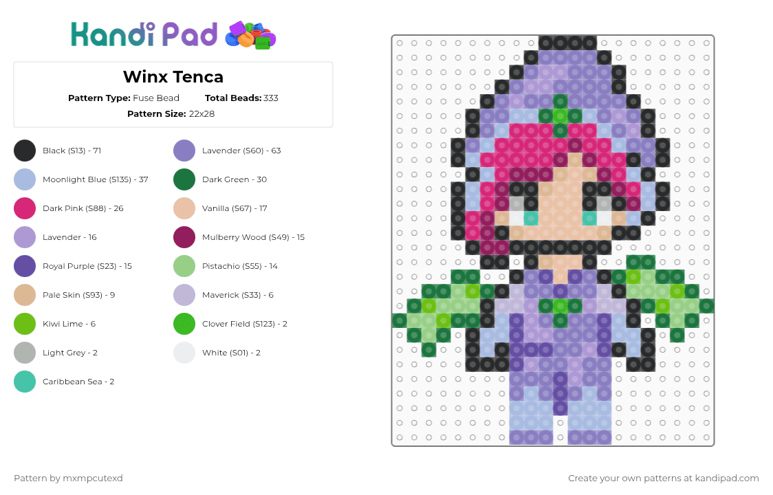 Winx Tenca - Fuse Bead Pattern by mxmpcutexd on Kandi Pad - pink