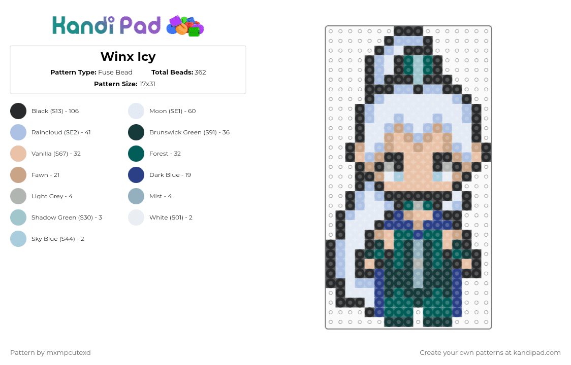 Winx Icy - Fuse Bead Pattern by mxmpcutexd on Kandi Pad - beige,light blue