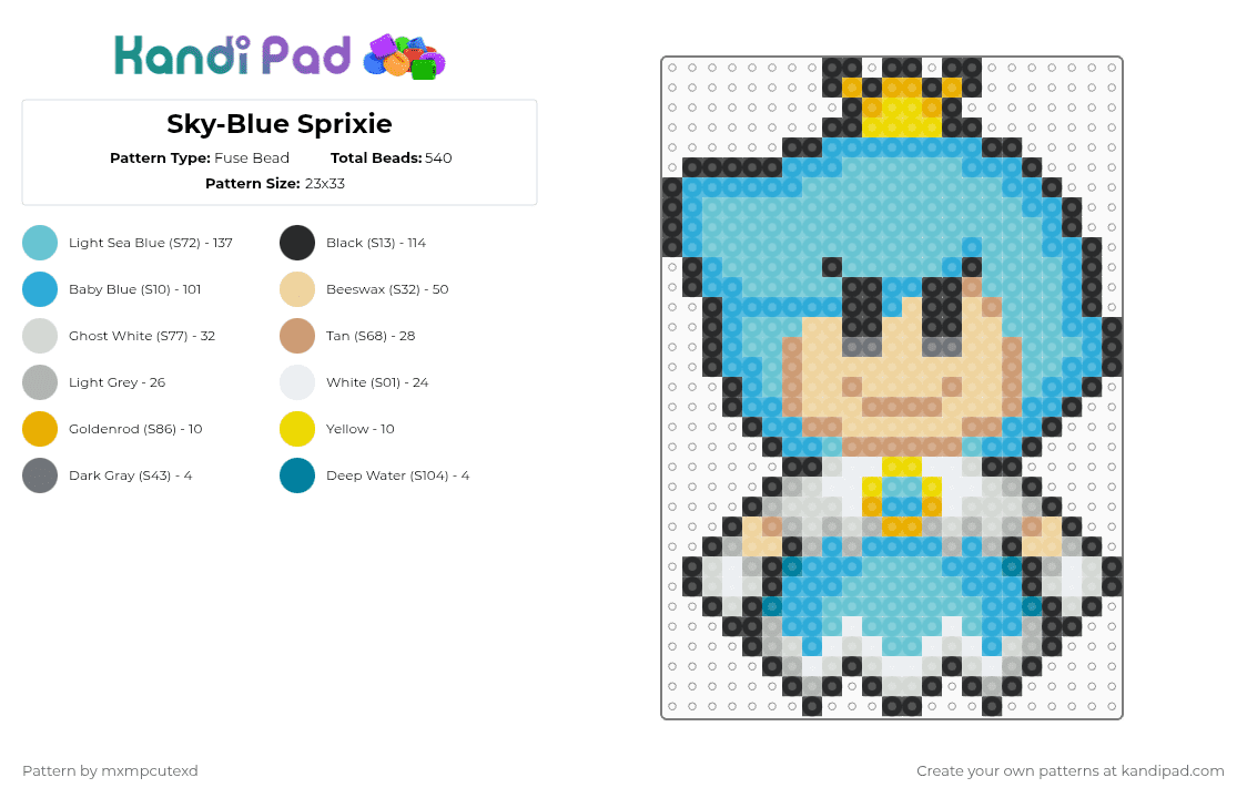 Sky-Blue Sprixie - Fuse Bead Pattern by mxmpcutexd on Kandi Pad - light blue,beige