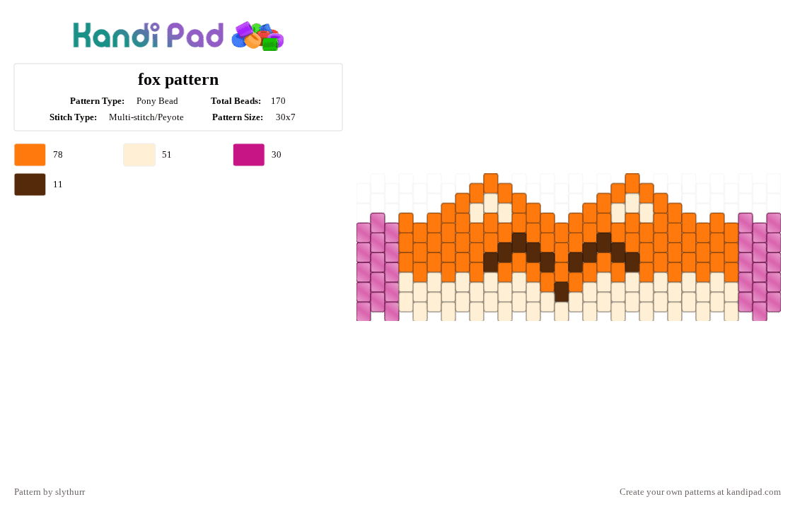 Fox pattern Pony Bead Pattern - Kandi Pad | Kandi Patterns, Fuse Bead ...
