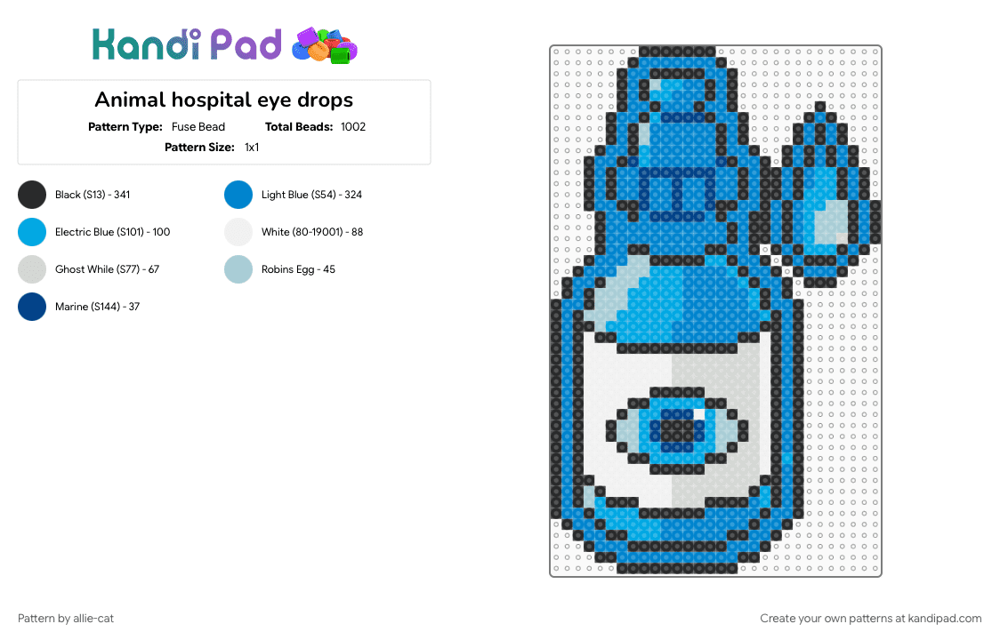 Animal hospital eye drops - Fuse Bead Pattern by allie-cat on Kandi Pad - blue, light blue