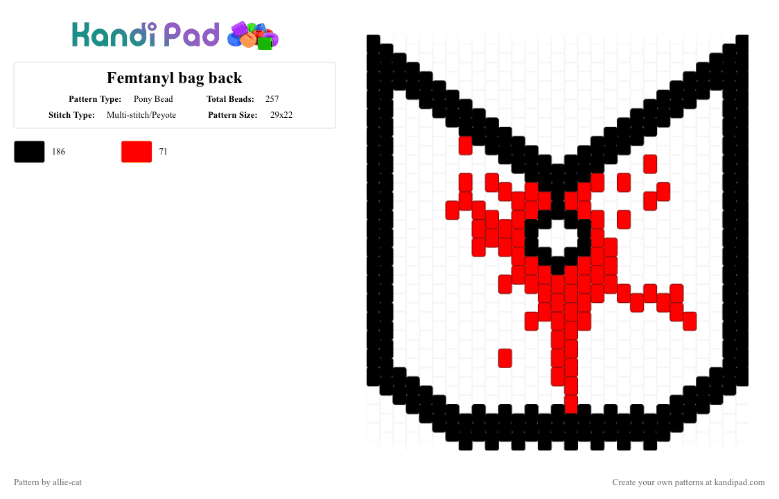 Femtanyl bag back - Pony Bead Pattern by allie-cat on Kandi Pad - black, red