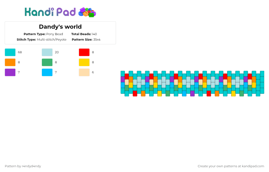 Dandy\'s world - Pony Bead Pattern by r4ndyd4ndy on Kandi Pad - light blue
