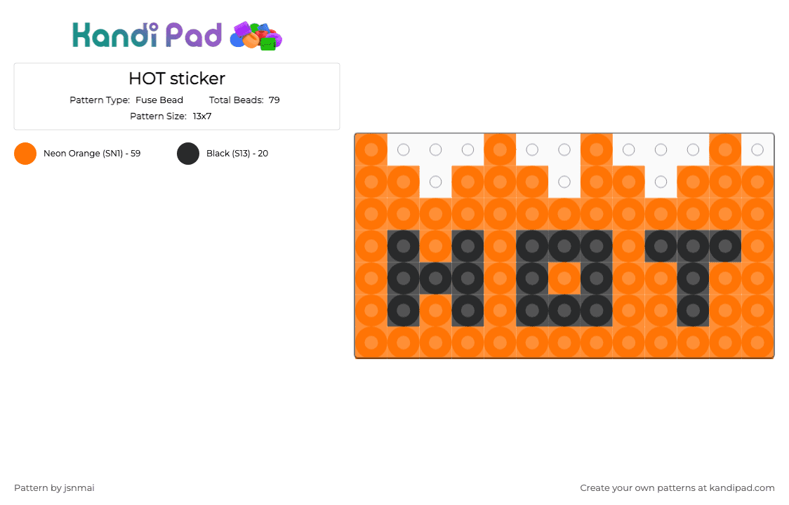 HOT sticker - Fuse Bead Pattern by jsnmai on Kandi Pad - orange