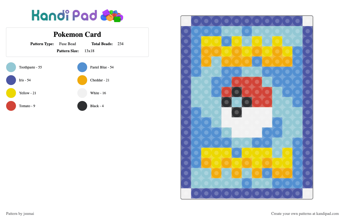 Pokemon Card - Fuse Bead Pattern by jsnmai on Kandi Pad - light blue,purple