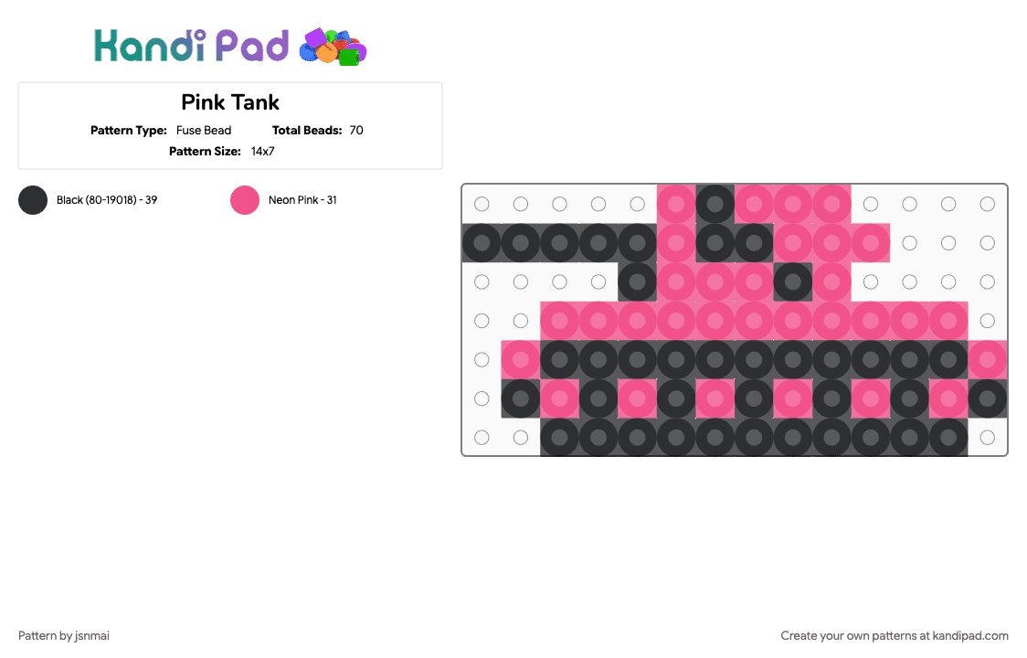 Pink Tank - Fuse Bead Pattern by jsnmai on Kandi Pad - black, pink