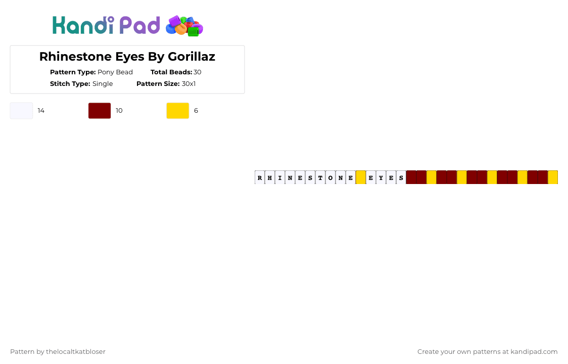 Rhinestone Eyes By Gorillaz - Pony Bead Pattern by deleted_user_209338 on Kandi Pad - brown,yellow