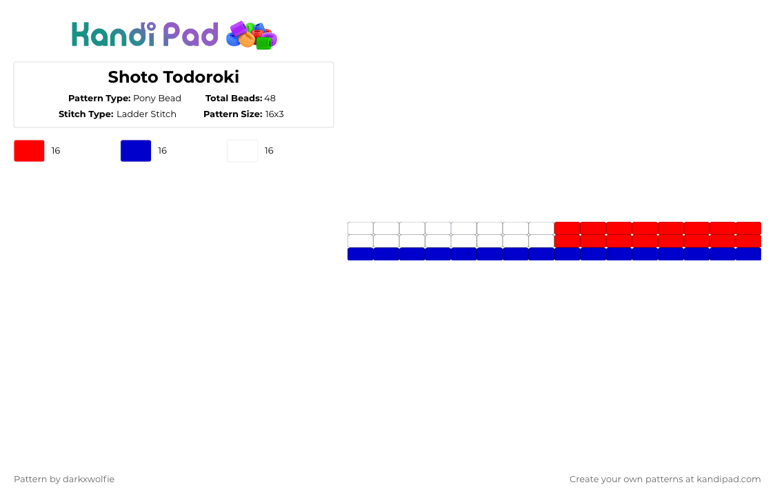 Shoto Todoroki - Pony Bead Pattern by darkxwolfie on Kandi Pad - purple, red