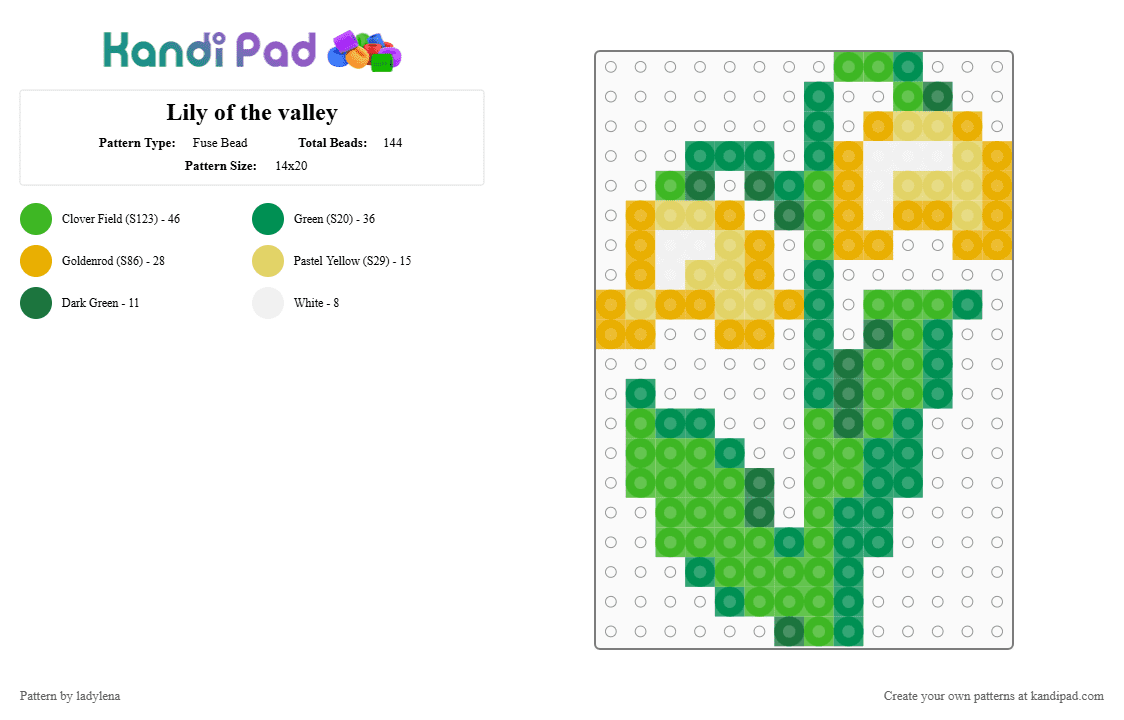 Lily of the valley - Fuse Bead Pattern by ladylena on Kandi Pad - green,flower,lily,simple,floral,lily of the valley