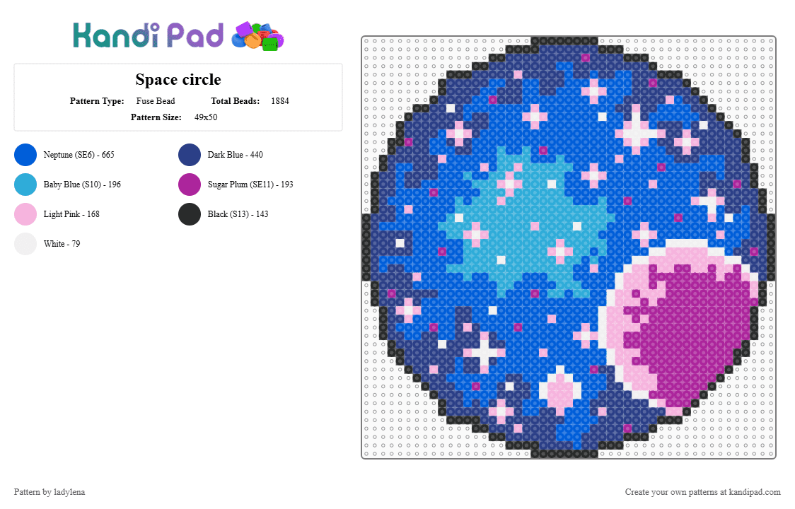 Space circle - Fuse Bead Pattern by ladylena on Kandi Pad - blue,space,galaxy,planet,stars
