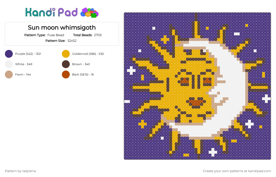 Sun moon whimsigoth - Fuse Bead Pattern by ladylena on Kandi Pad - orange,purple,moon,sun,celestial,space,wimsigoth,90s