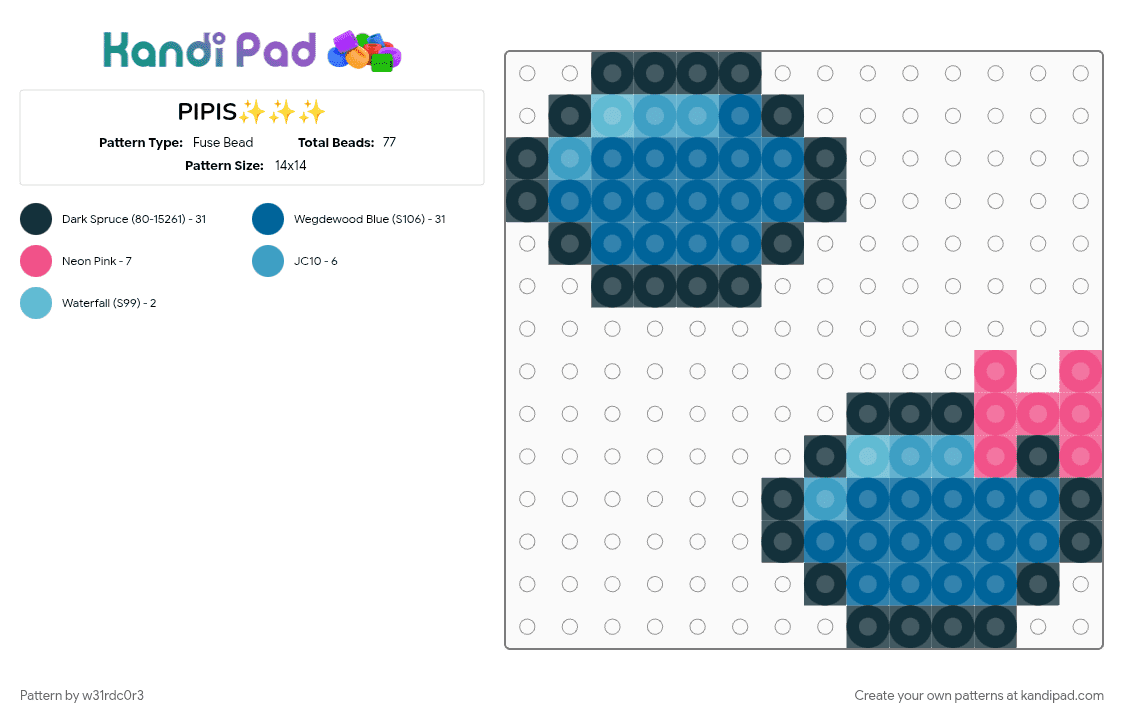 PIPIS✨✨✨ - Fuse Bead Pattern by rustyw31rd0 on Kandi Pad - blue, gaming, light blue