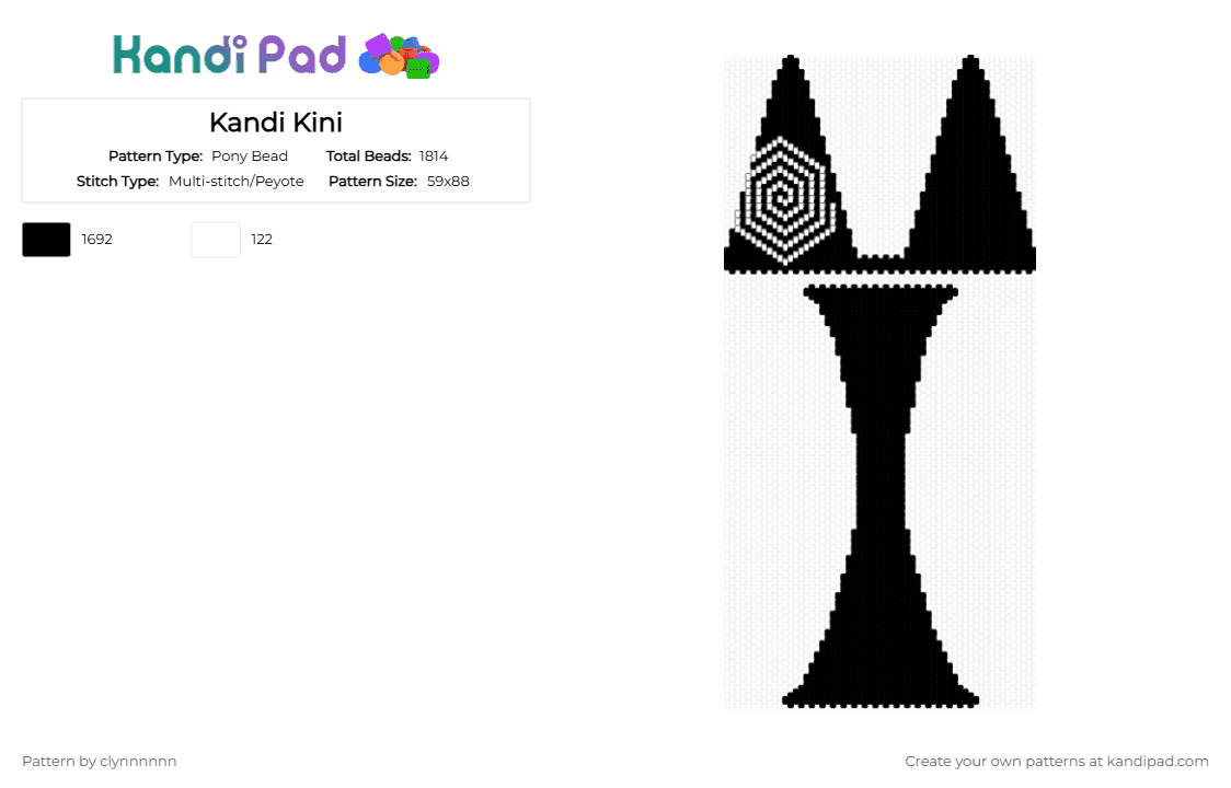 Kandi Kini - Pony Bead Pattern by clynnnnnn on Kandi Pad - black