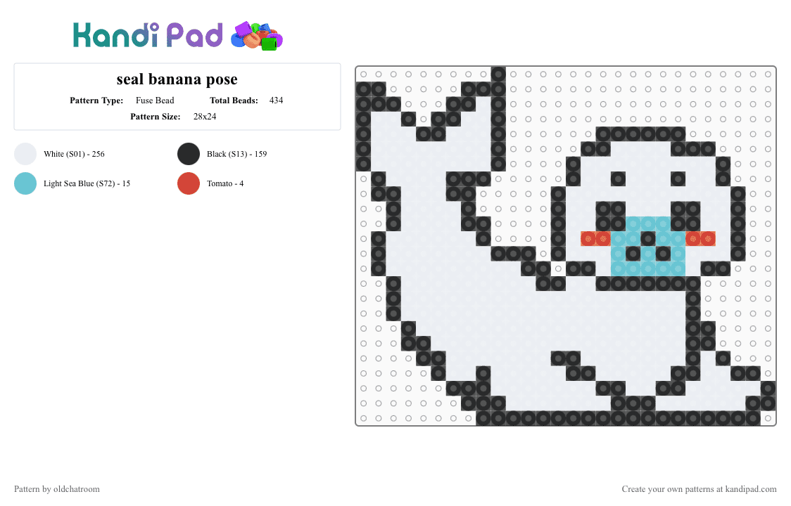 seal banana pose - Fuse Bead Pattern by oldchatroom on Kandi Pad - white,light blue,seal,animals,sea creatures