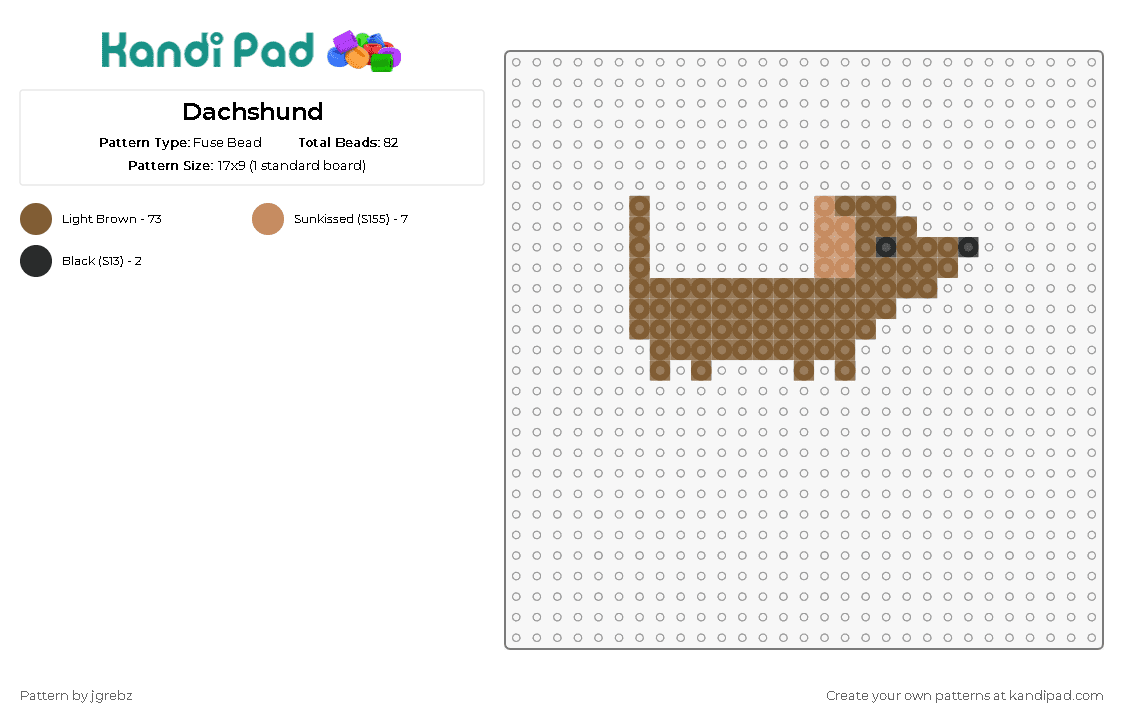 Dachshund - Fuse Bead Pattern by jgrebz on Kandi Pad - dachshund,dog,animal,cute,beloved,breed,charming,tribute,endearing,brown