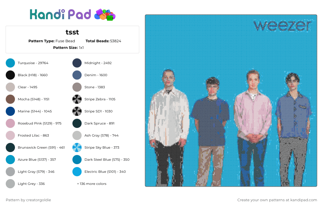 weezer - Fuse Bead Pattern by creatorgoldie on Kandi Pad - 