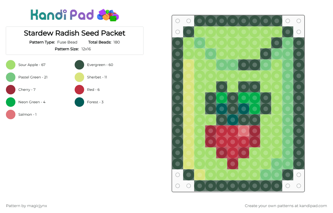 Stardew Radish Seed Packet - Fuse Bead Pattern by magicjynx on Kandi Pad - gray,green
