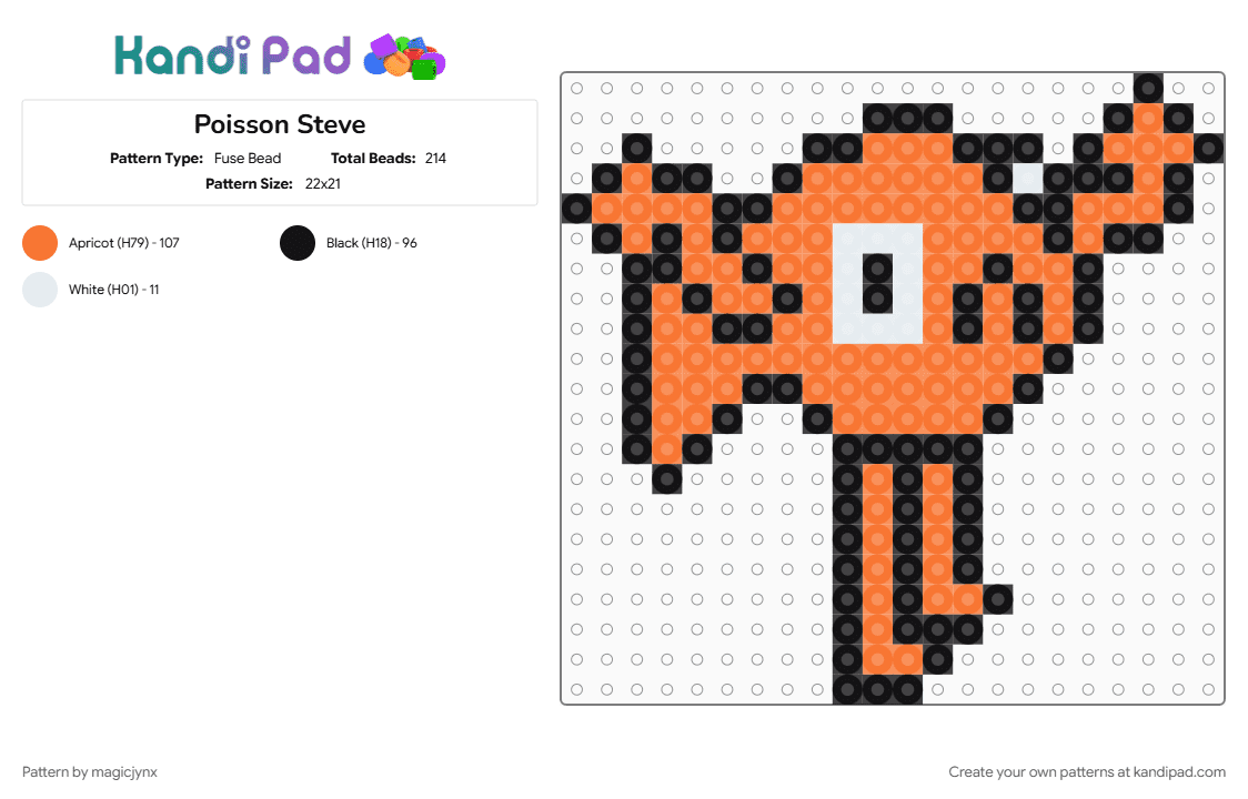 Poisson Steve - Fuse Bead Pattern by magicjynx on Kandi Pad - orange