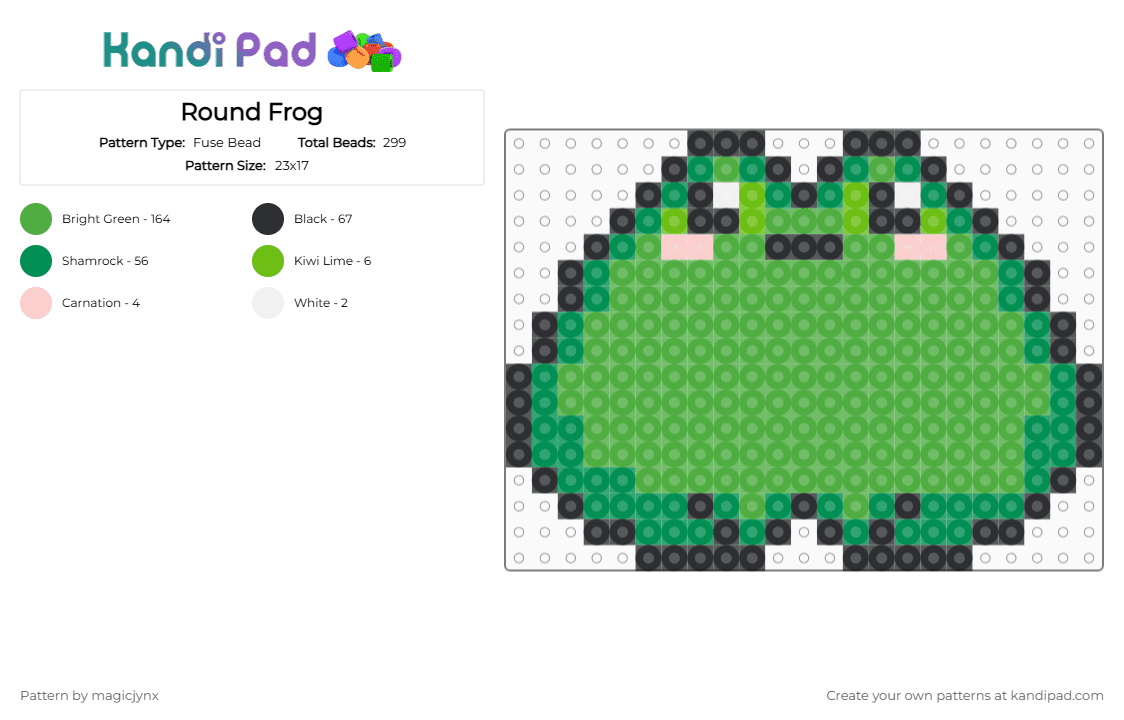 Round Frog - Fuse Bead Pattern by magicjynx on Kandi Pad - green,frog