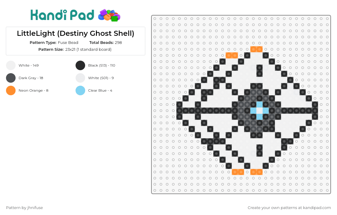 LittleLight (Destiny Ghost Shell) - Fuse Bead Pattern by jhnifuse on Kandi Pad - little light,destiny,video game,intricate,spirit,geometric,symmetrical