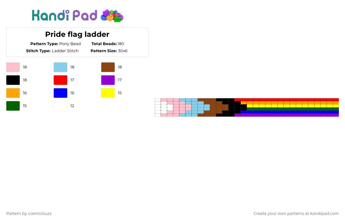 Pride flag ladder - Pony Bead Pattern by cosmicbuzz on Kandi Pad - red,purple