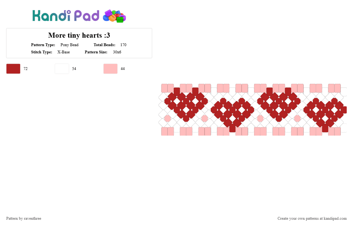 More tiny hearts :3 - Pony Bead Pattern by raventhree on Kandi Pad - red,beige,cotdromance,romance,love,hearts,cute