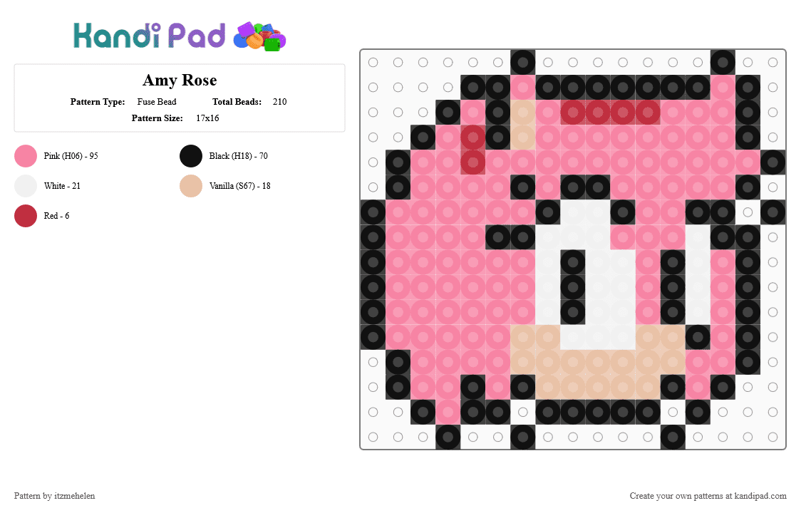 Amy Rose - Fuse Bead Pattern by itzmehelen on Kandi Pad - pink