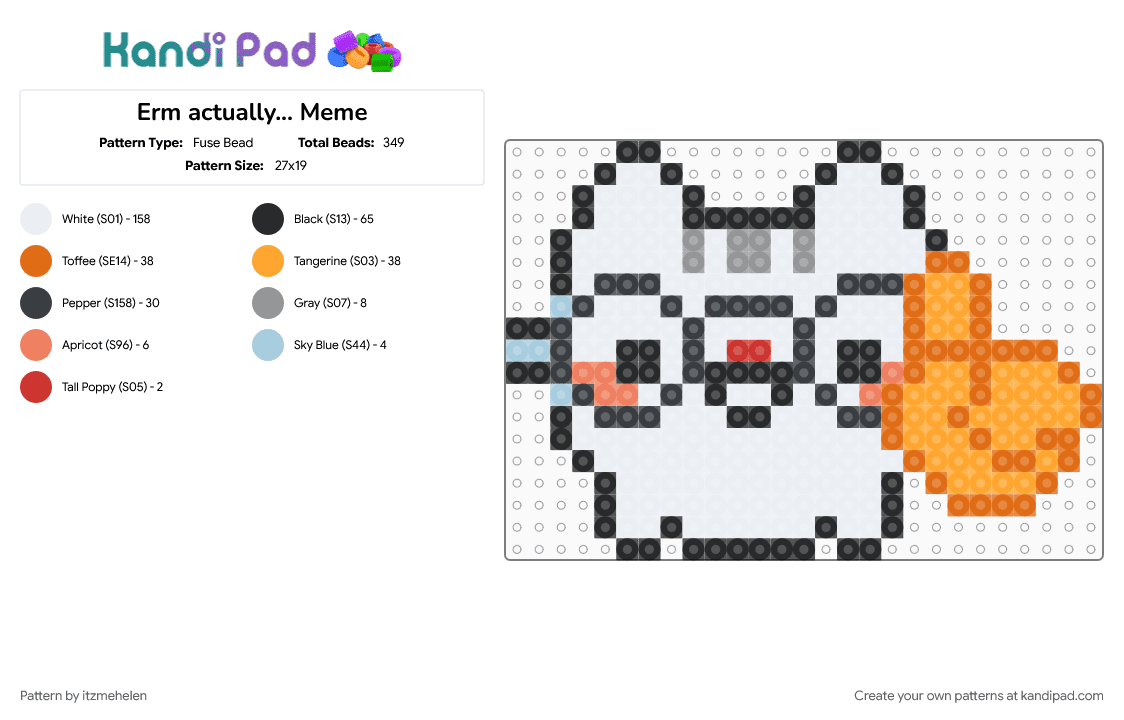 Erm actually... Meme - Fuse Bead Pattern by lunarispixel on Kandi Pad - orange, white