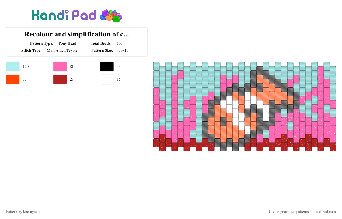 Recolour and simplification of clownfish cuff *remix* - Pony Bead Pattern by koolayaduh on Kandi Pad - pink,light blue,clownfish,fish,underwater,cuff,sea,ocean,anemone,cute